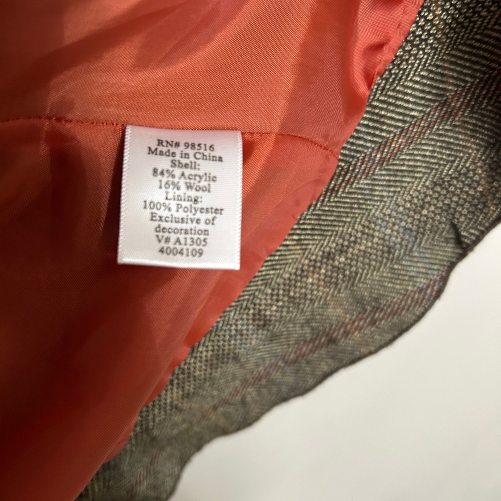 Women's Cottagecore Blazer 10 Brown Herringbone Floral Embroidered Dark Academia - Picture 6 of 12